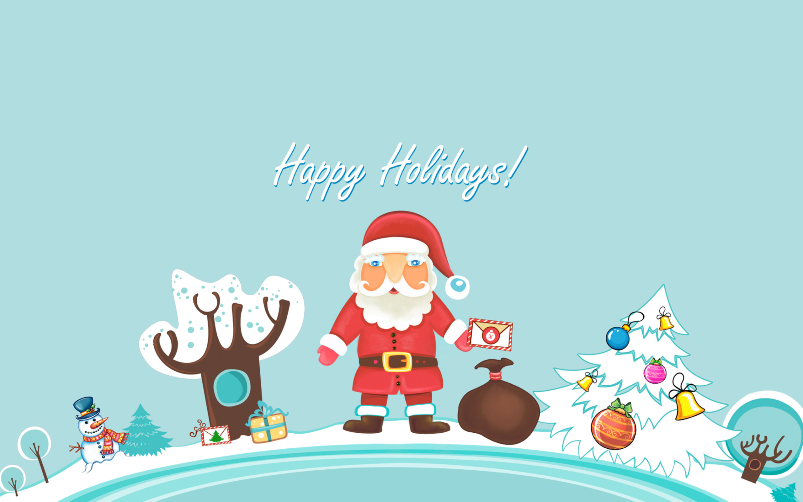 Das Santa Claus Wishes You Happy Holidays Wallpaper 2560x1600