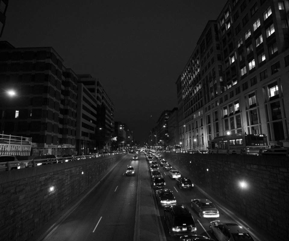 Black And White Cityscapes Lights wallpaper 960x800