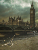 Fondo de pantalla Dramatic Big Ben And Seagulls In London England 132x176