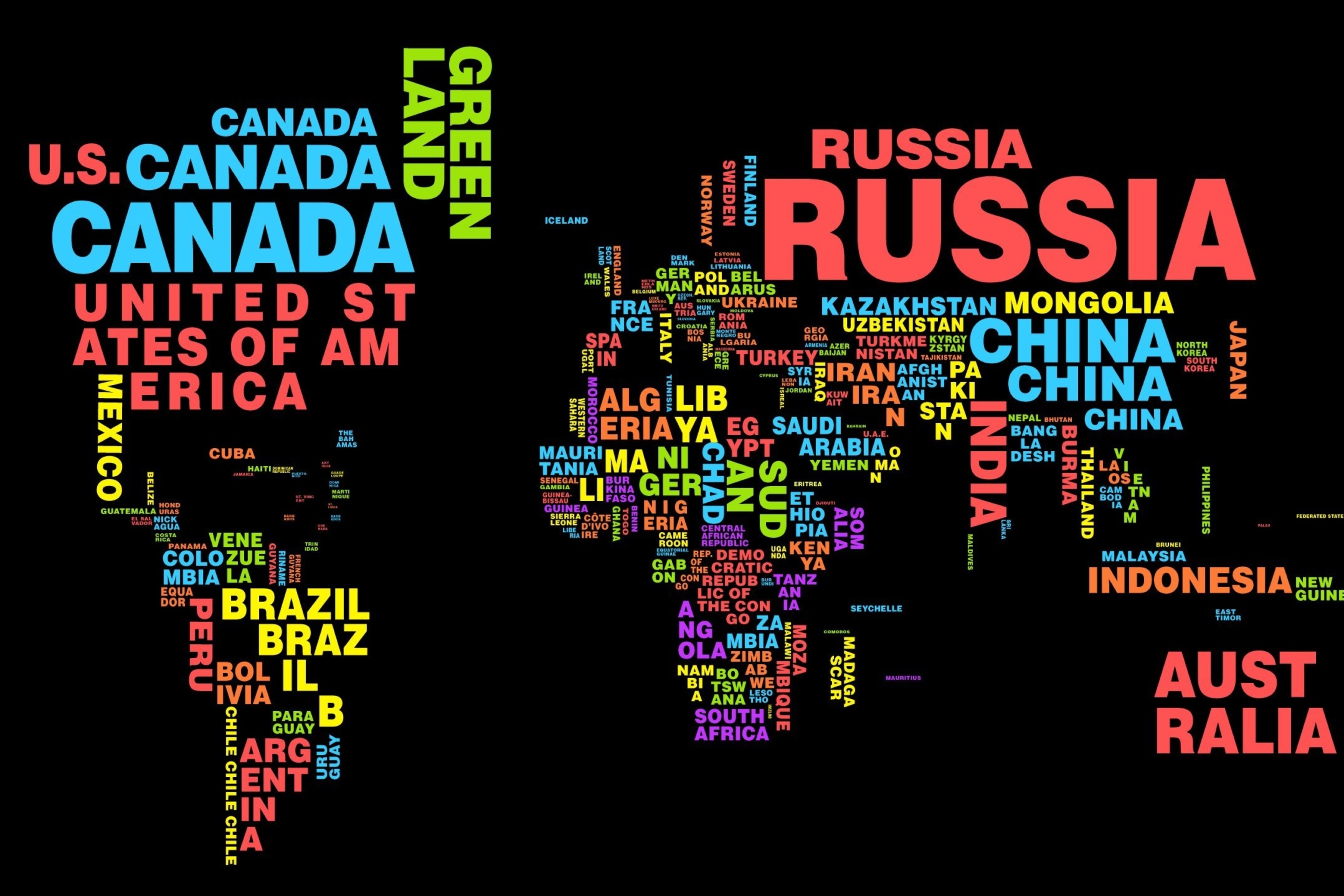 Обои World Map with Countries Names 2880x1920
