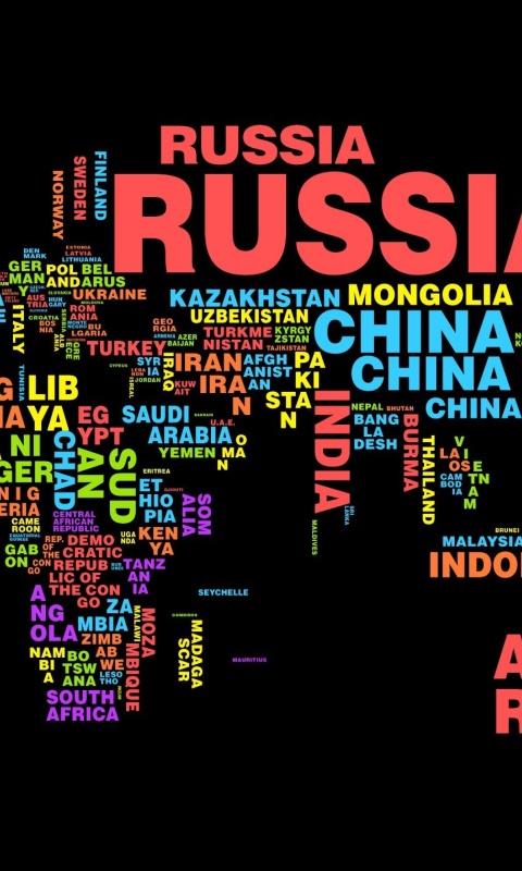 World Map with Countries Names wallpaper 480x800