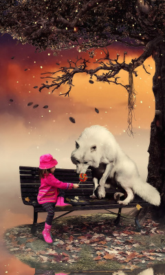 Little Red Riding Hood and Wolf wallpaper 240x400