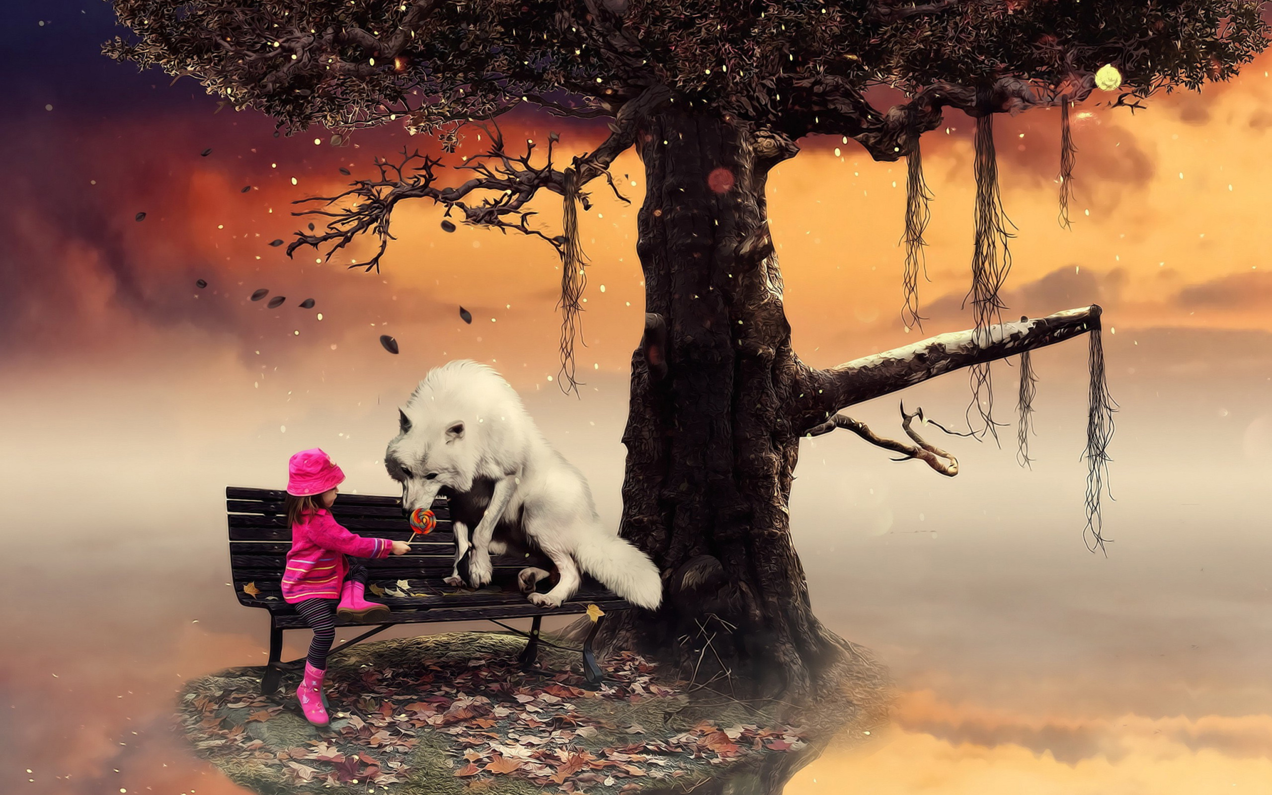 Little Red Riding Hood and Wolf wallpaper 2560x1600