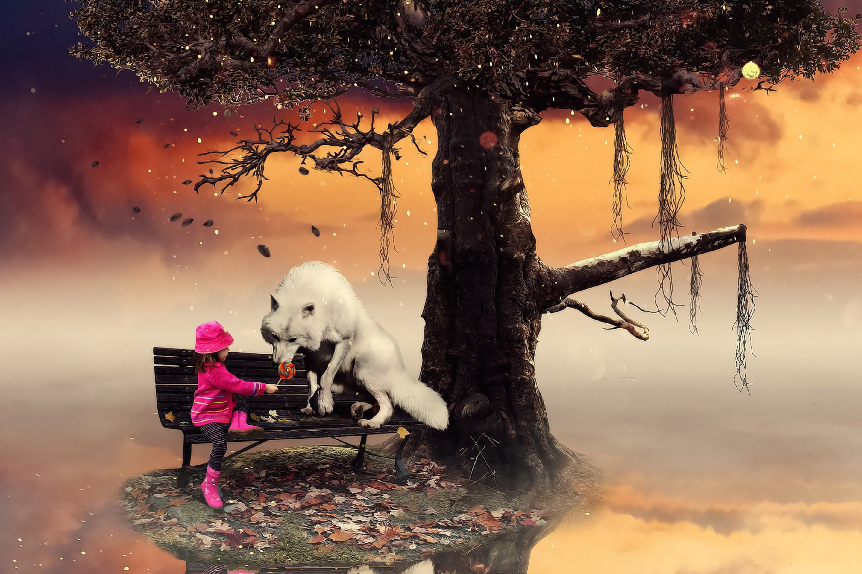 Fondo de pantalla Little Red Riding Hood and Wolf 2880x1920