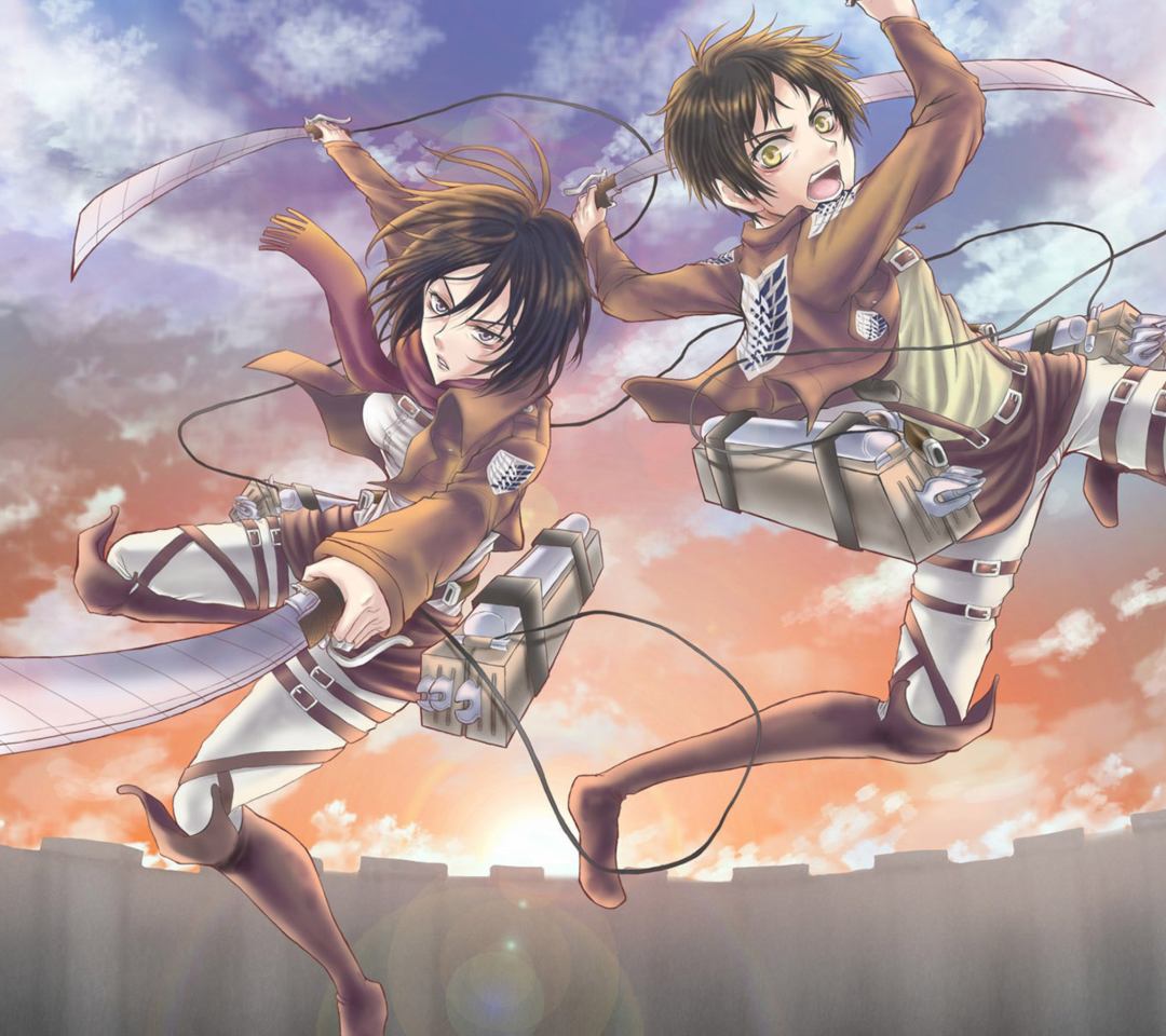 Das Eren Yeager and Mikasa Ackerman Wallpaper 1080x960
