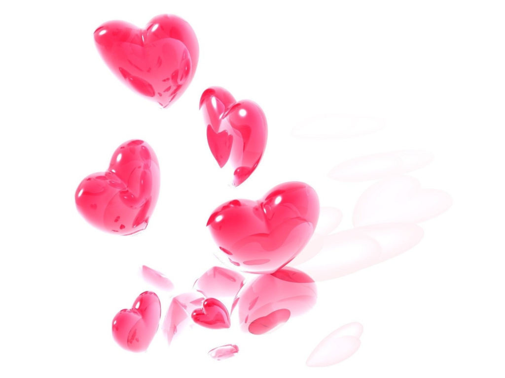 Sfondi Abstract Pink Hearts On White 1024x768