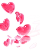 Обои Abstract Pink Hearts On White 128x160