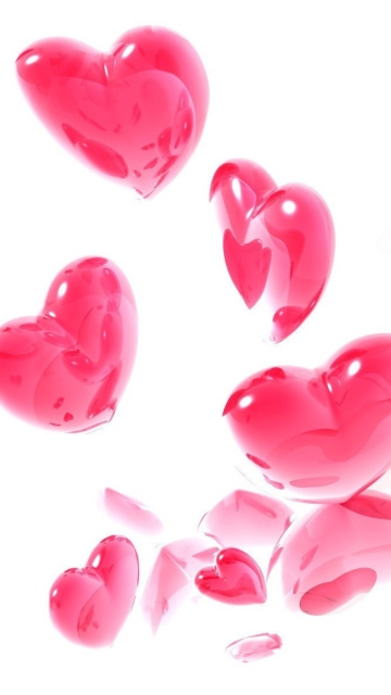 Fondo de pantalla Abstract Pink Hearts On White 360x640