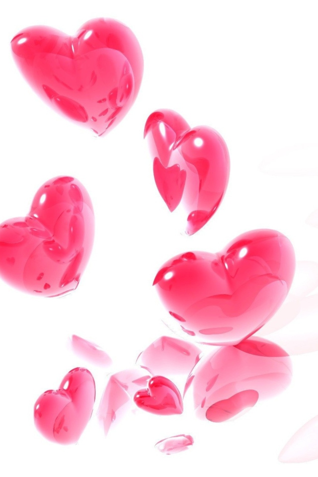 Screenshot №1 pro téma Abstract Pink Hearts On White 640x960