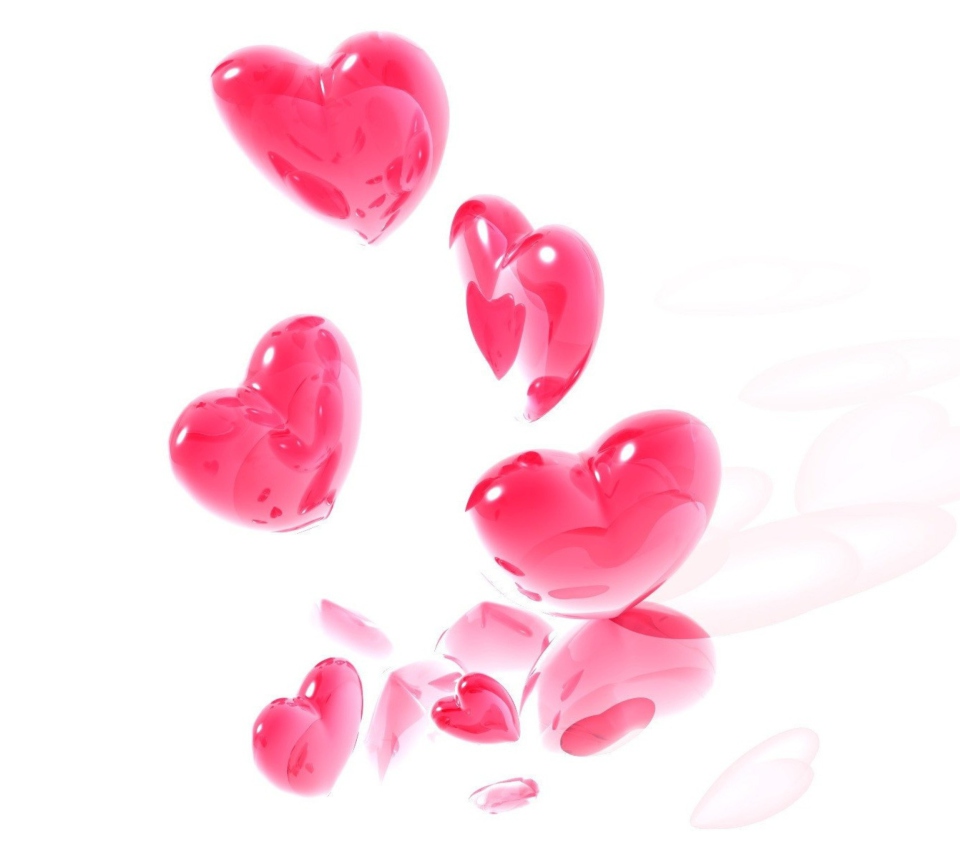 Abstract Pink Hearts On White screenshot #1 960x854
