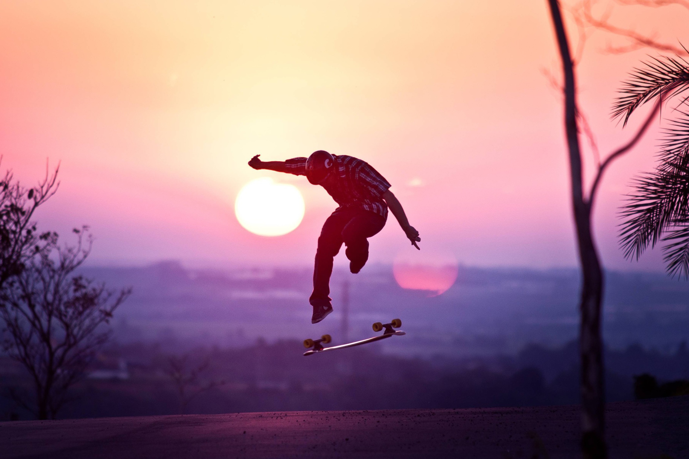Sfondi Sunset Skateboard Jump 2880x1920