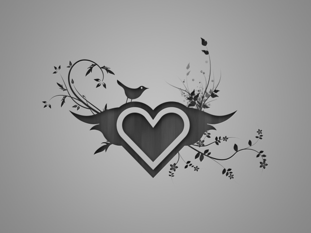 Das Bird Singing In Heart Wallpaper 640x480