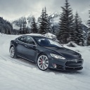 Fondo de pantalla Tesla Model S P85D on Snow 128x128