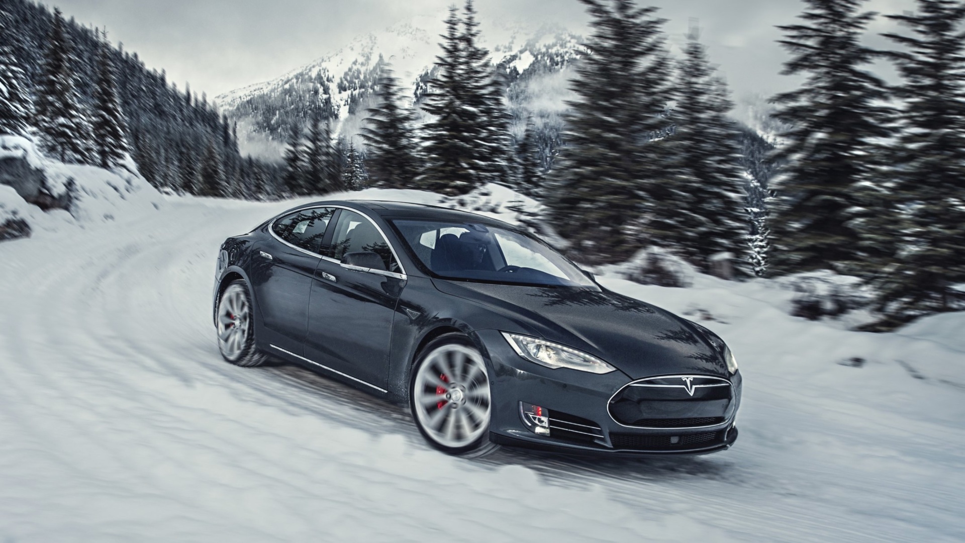 Screenshot №1 pro téma Tesla Model S P85D on Snow 1920x1080