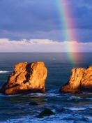 Ocean, Rocks And Rainbow screenshot #1 132x176