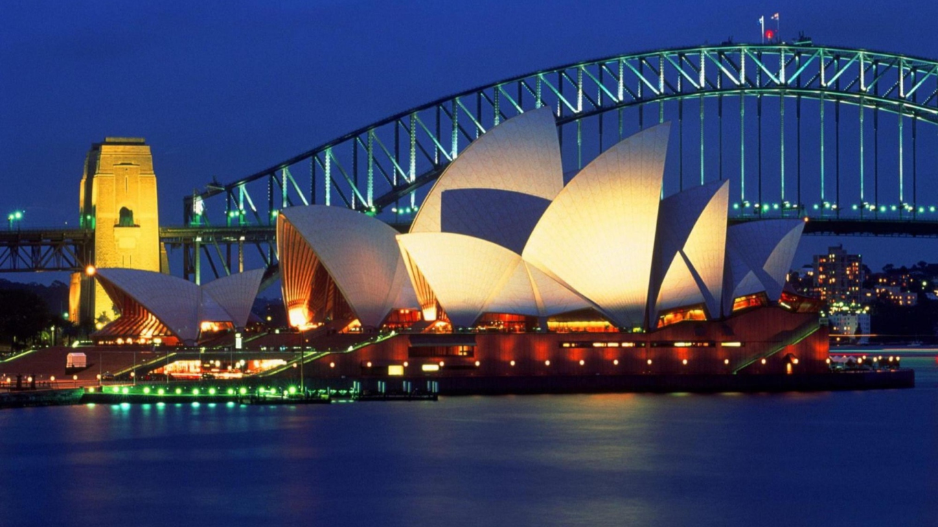 Das Light Sydney Opera House Wallpaper 1366x768