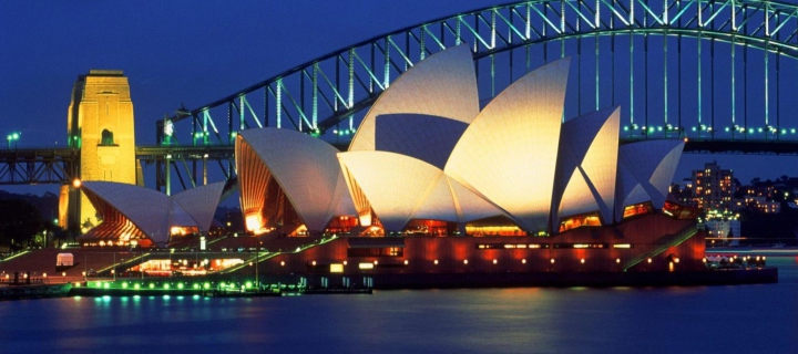 Fondo de pantalla Light Sydney Opera House 720x320