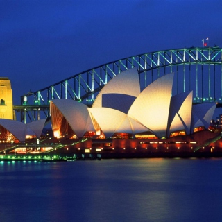 Light Sydney Opera House papel de parede para celular para iPad 2