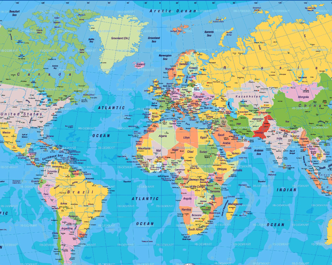 Das World Map Wallpaper 1280x1024