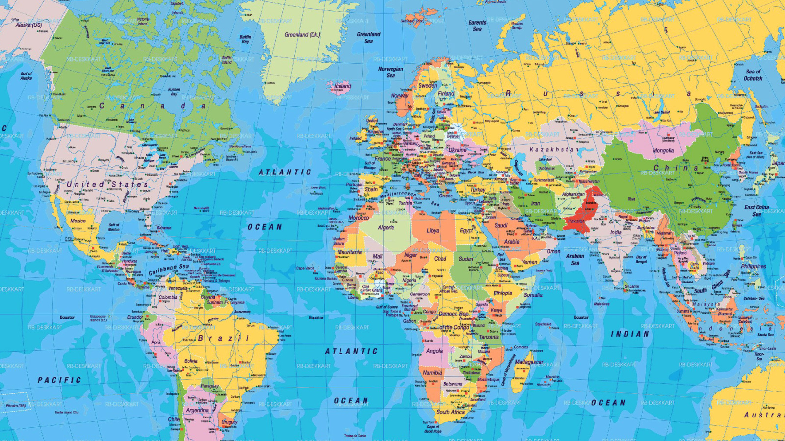 Das World Map Wallpaper 1600x900