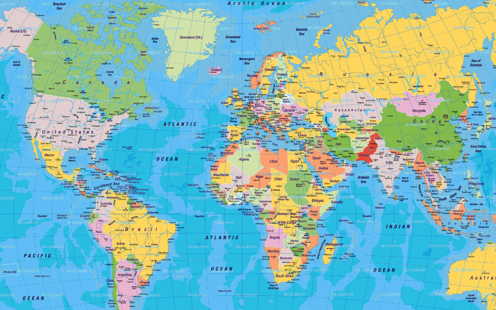 Обои World Map 1680x1050