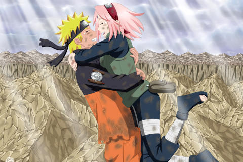 Fondo de pantalla Uzumaki Naruto and Haruno Sakura 480x320