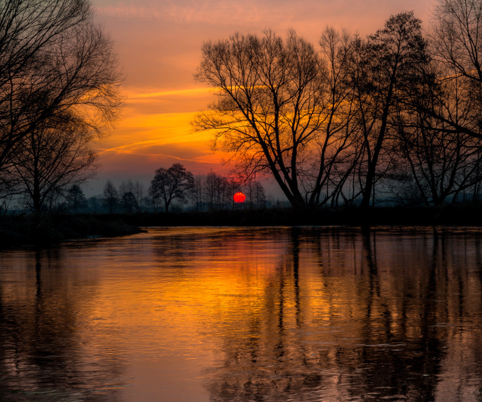 Das Atmospheric optic Reflection and Sunset Wallpaper 960x800