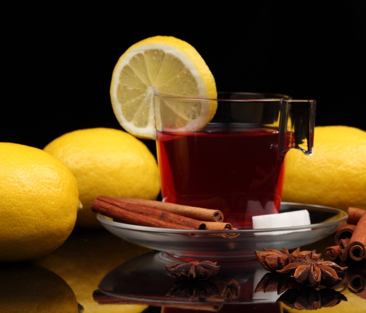 Das Tea with lemon and cinnamon Wallpaper 1200x1024