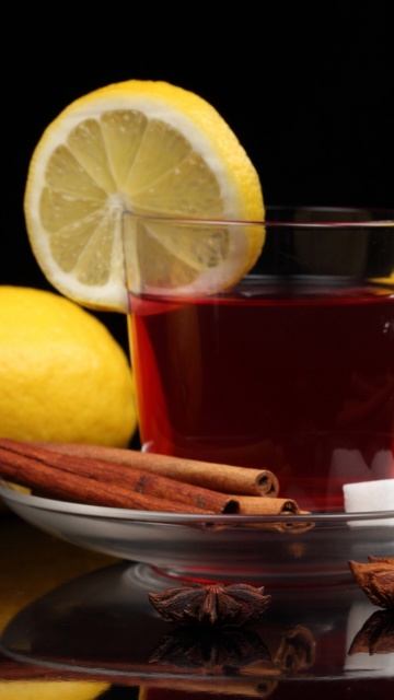 Fondo de pantalla Tea with lemon and cinnamon 360x640