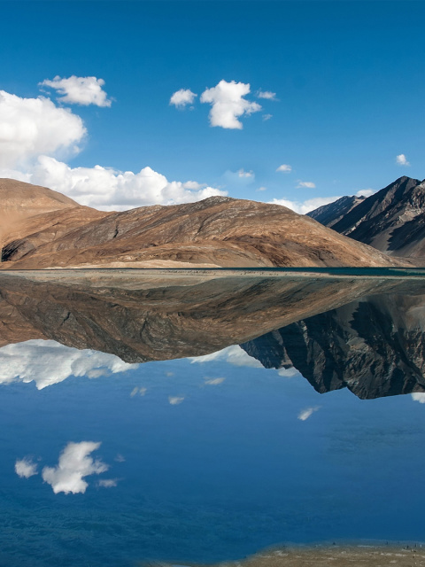 Das Pangong Tso lake in Tibet Wallpaper 480x640