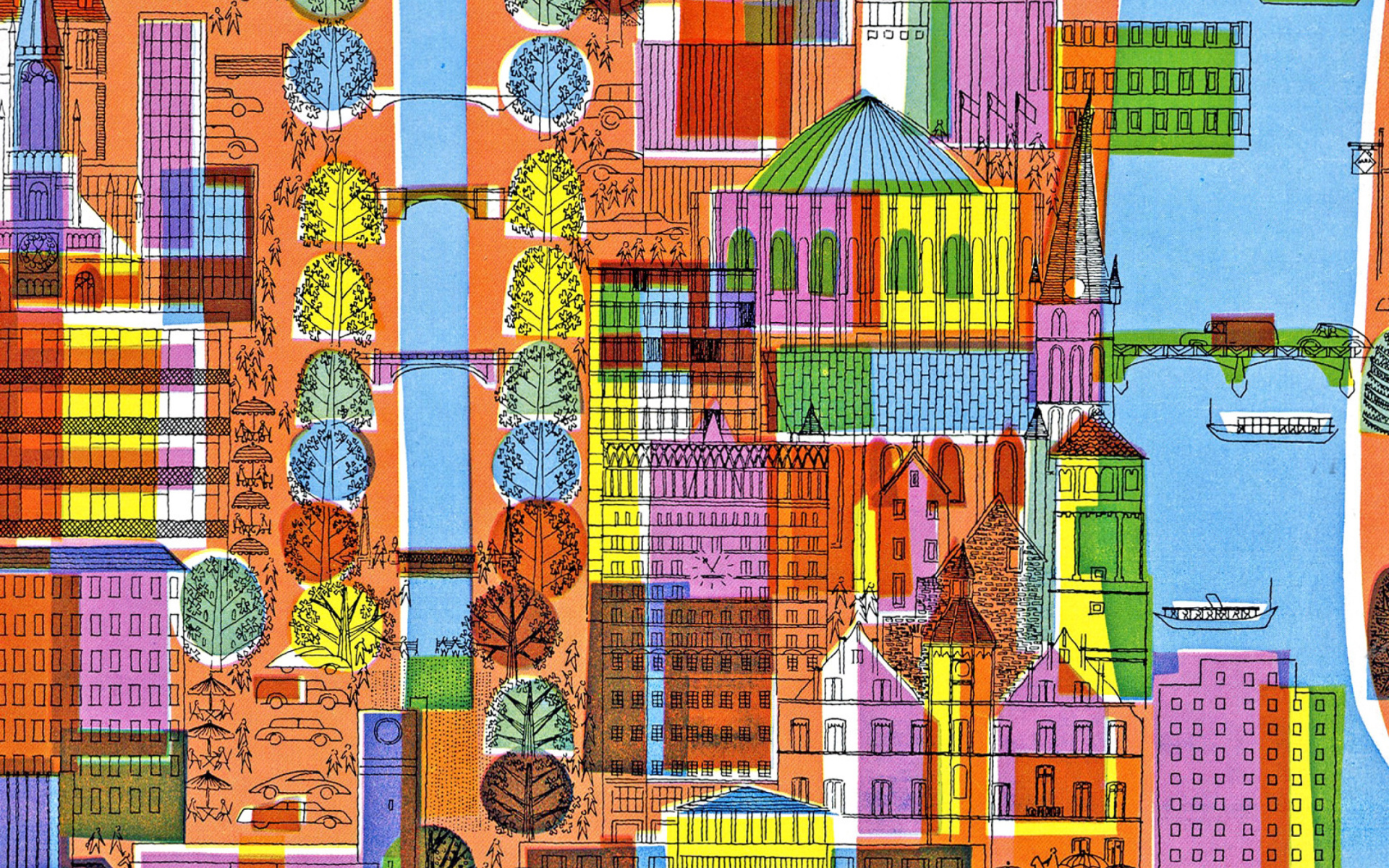 Town Illustration and Clipart wallpaper 1920x1200
