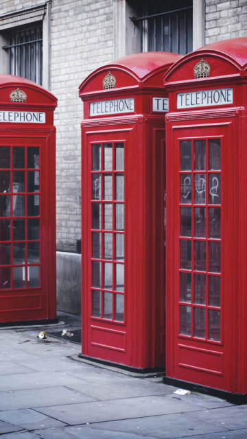 Обои Red English Phone Booths 360x640