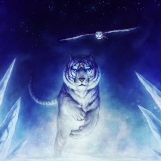 Tiger & Owl Art Wallpaper for iPad 2