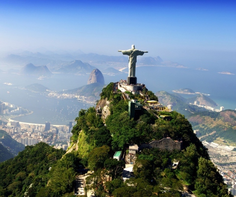 Sfondi Statue Of Christ On Corcovado Hill In Rio De Janeiro Brazil 480x400