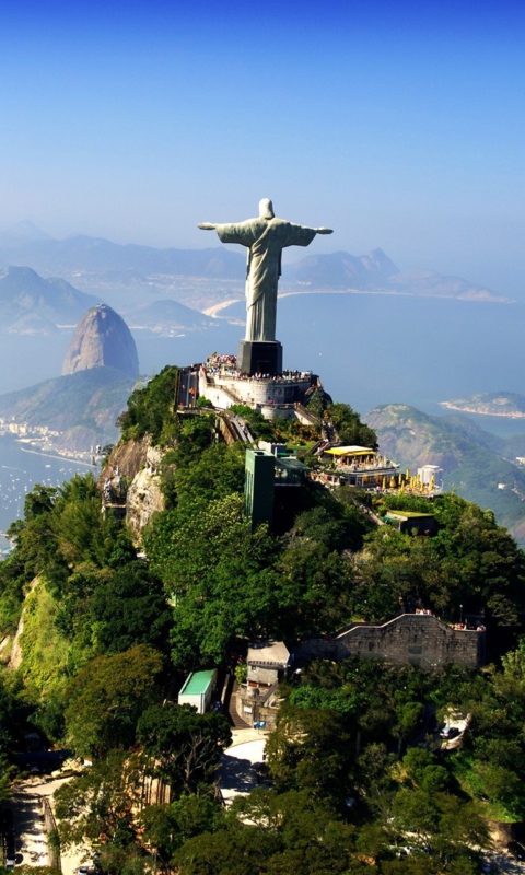 Das Statue Of Christ On Corcovado Hill In Rio De Janeiro Brazil Wallpaper 480x800