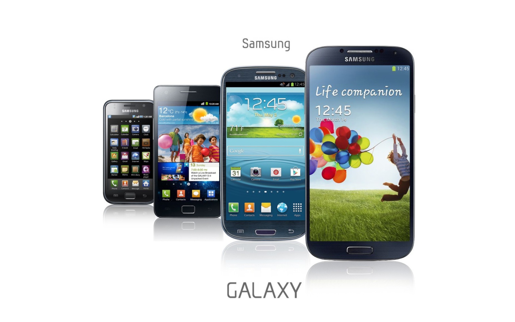 Samsung Smartphones S1, S2, S3, S4 wallpaper 1680x1050