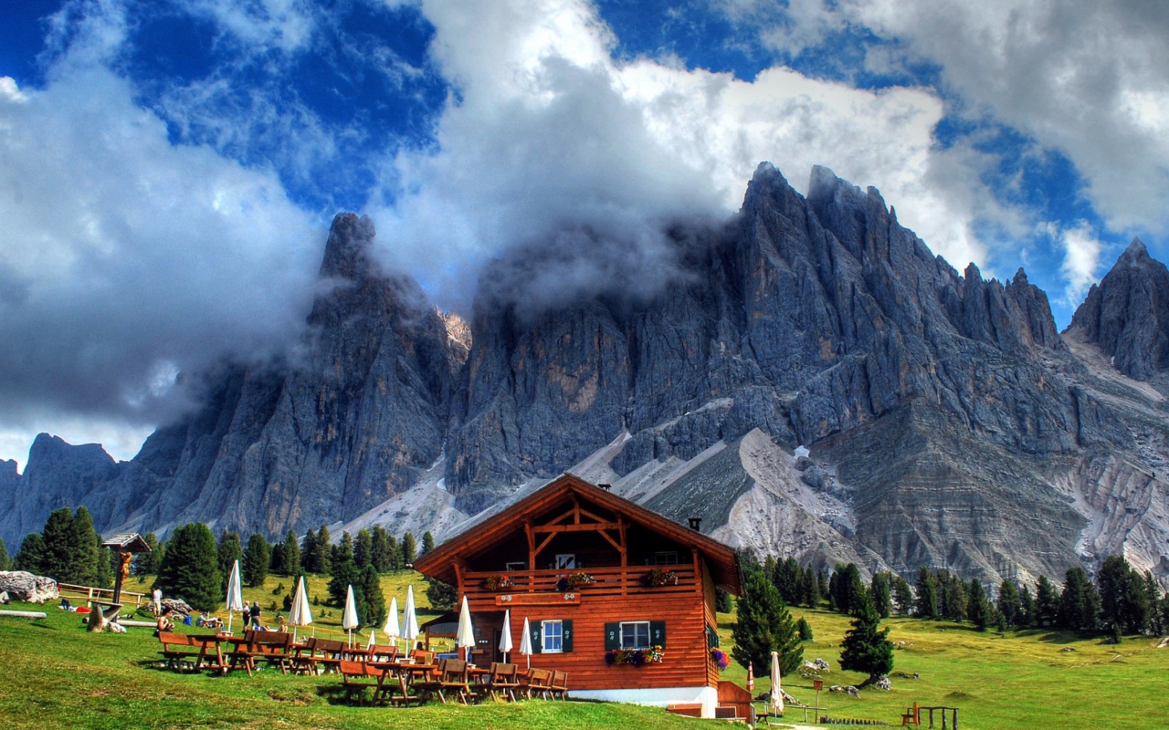Screenshot №1 pro téma Wooden House In Alps 1280x800