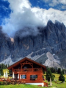 Das Wooden House In Alps Wallpaper 132x176