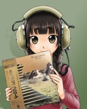 Das Anime Girl In Headphones Wallpaper 128x160