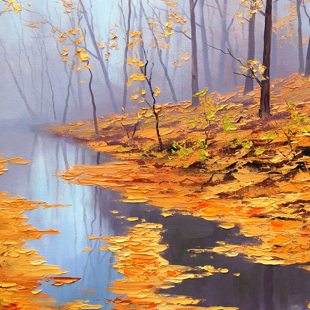 Fondo de pantalla Painting Autumn Pond 1024x1024