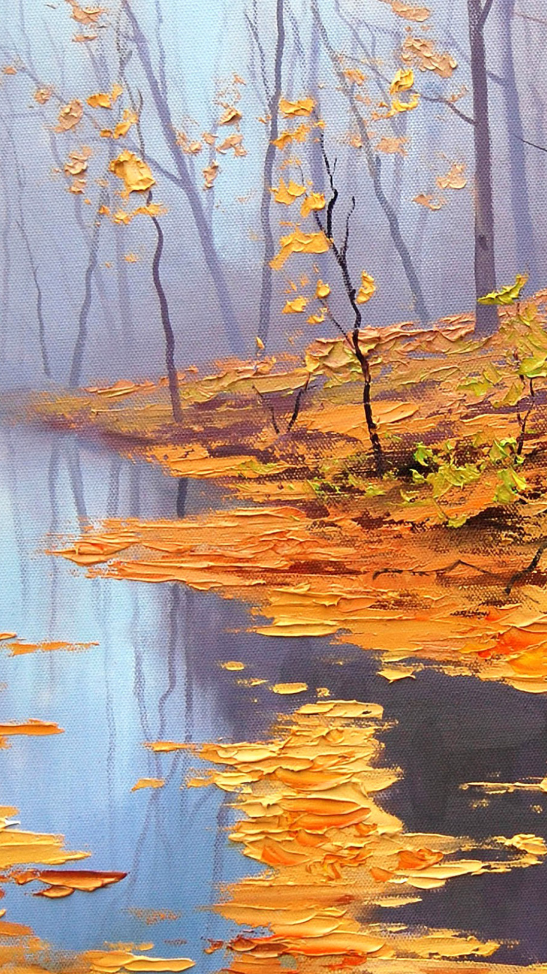 Обои Painting Autumn Pond 1080x1920