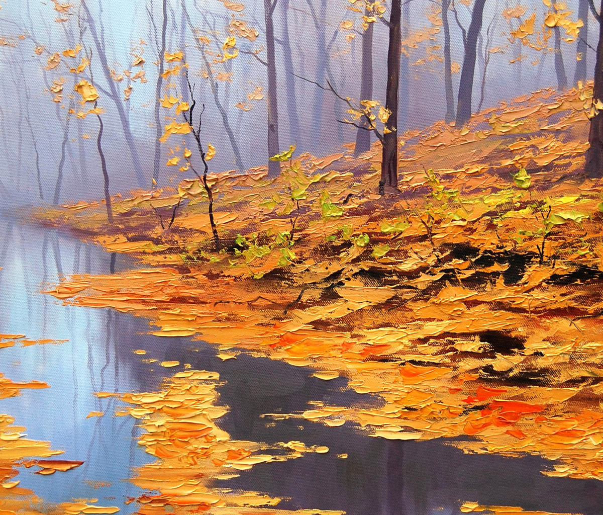 Das Painting Autumn Pond Wallpaper 1200x1024