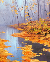 Sfondi Painting Autumn Pond 176x220