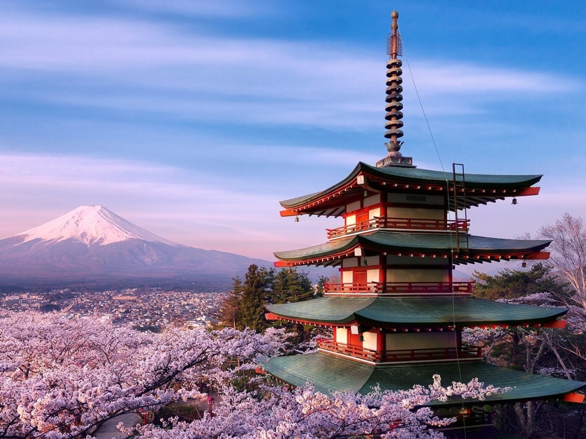 Обои Chureito Pagoda near Mount Fuji 1152x864