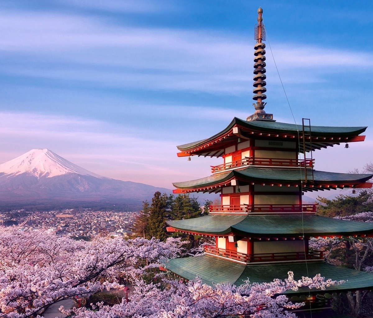 Обои Chureito Pagoda near Mount Fuji 1200x1024