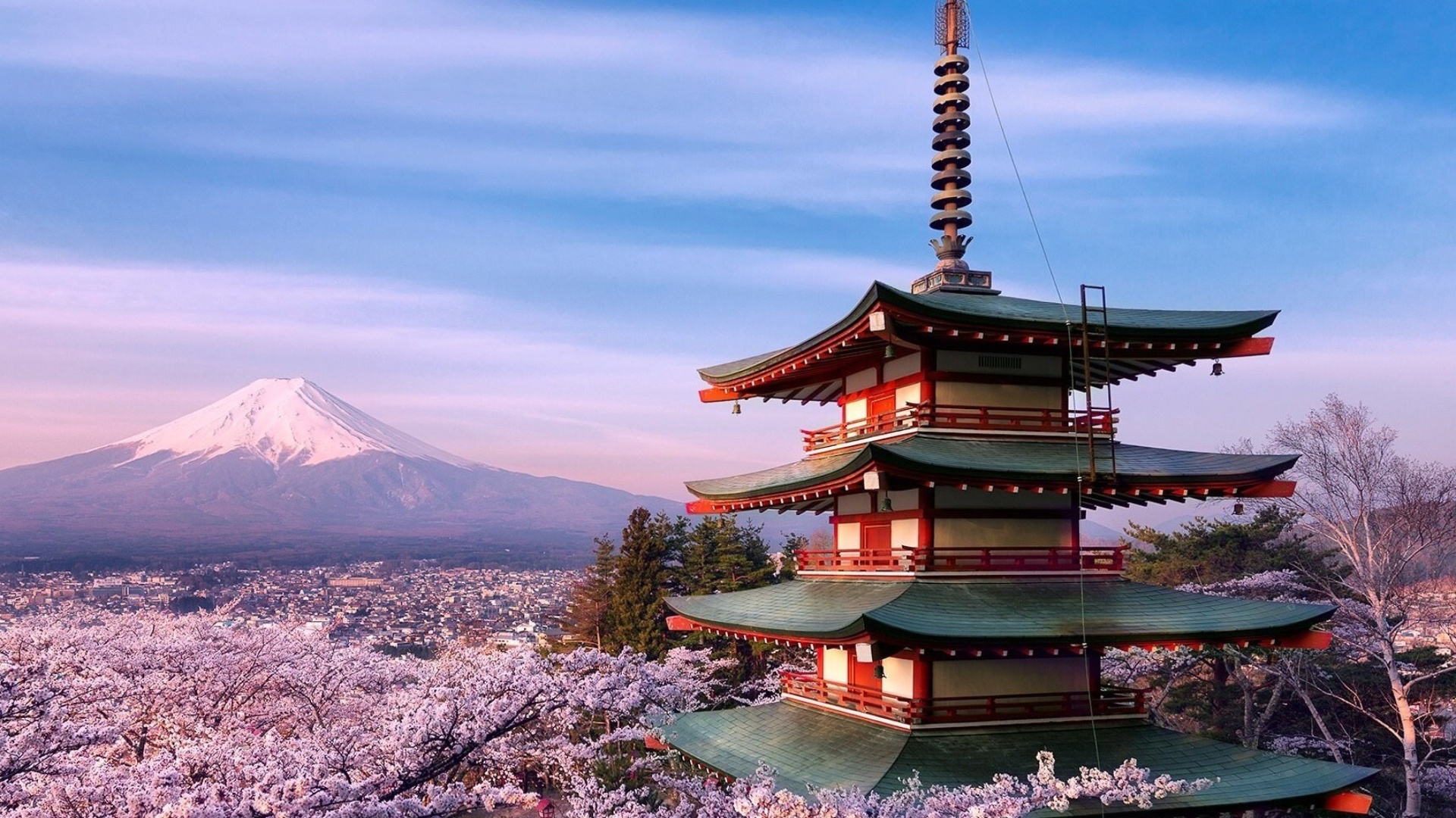 Sfondi Chureito Pagoda near Mount Fuji 1920x1080