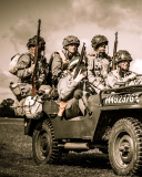 Soldiers on Jeep wallpaper 128x160