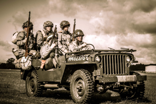 Soldiers on Jeep Background for Android, iPhone and iPad