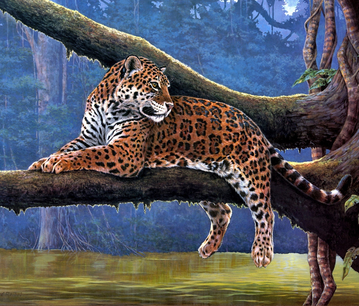 Screenshot №1 pro téma Raymond Reibel Jaguar Painting 1200x1024