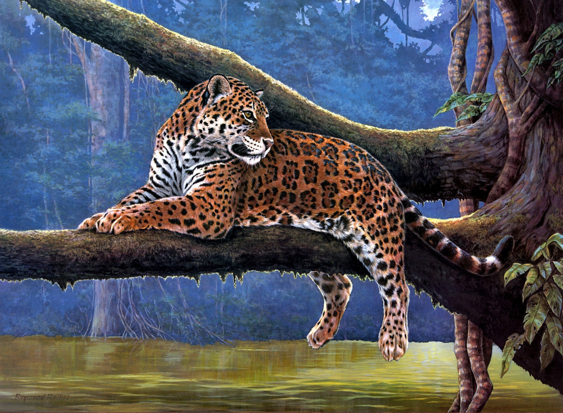 Fondo de pantalla Raymond Reibel Jaguar Painting 1920x1408